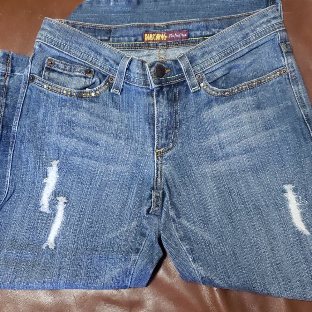 Machine Rhinestone Bootcut Jeans - Picture 2 of 10